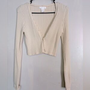 Cream/Light Yellow Cropped Cardigan